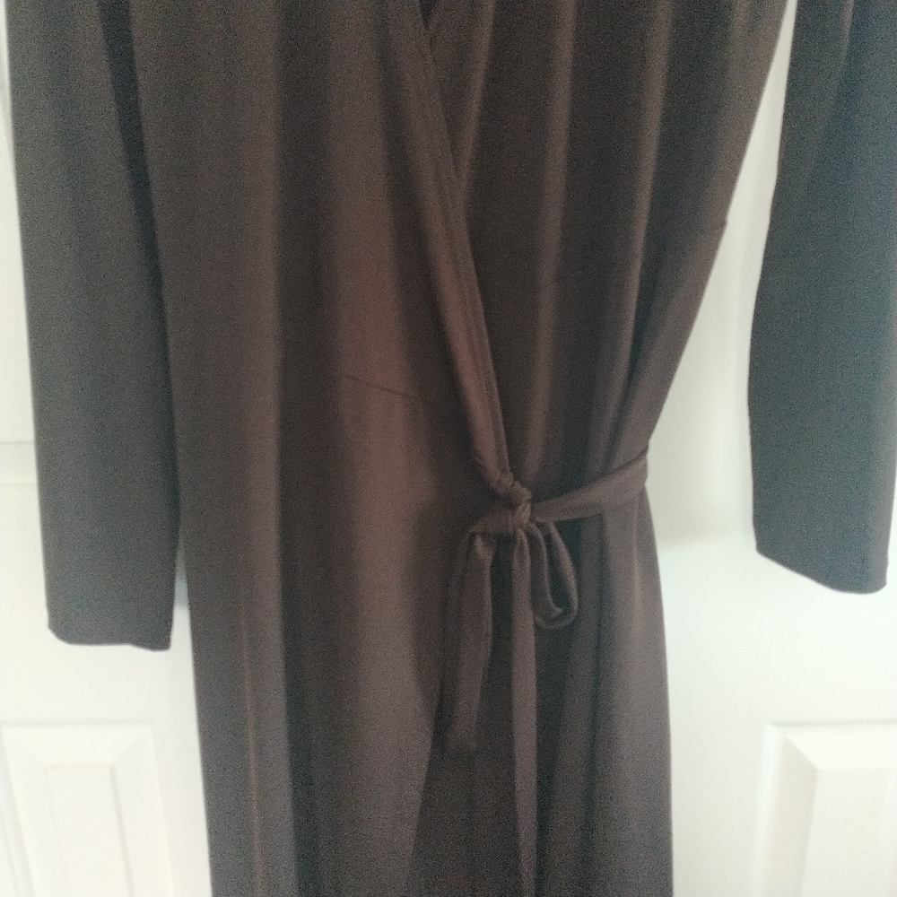 AK Anne Klein True Wrap Dress Brown M - Picture 5 of 8